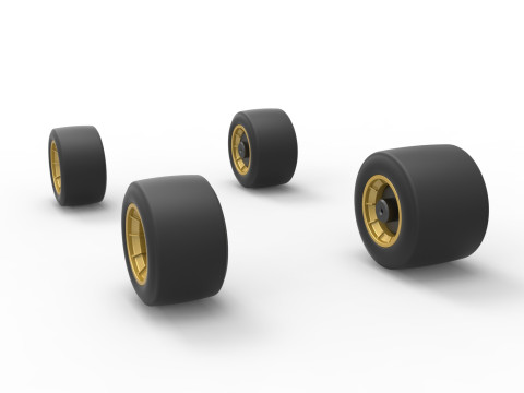 Wheel set of Vintage Asphalt Supermodified stock car Scale 1 to 25 3D Baskı Modeli