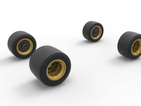 Wheel set of Vintage Asphalt Supermodified stock car Scale 1 to 25 3D Baskı Modeli
