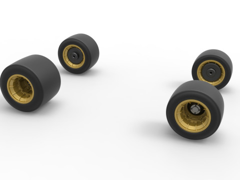 Wheel set of Vintage Asphalt Supermodified stock car Scale 1 to 25 3D Baskı Modeli