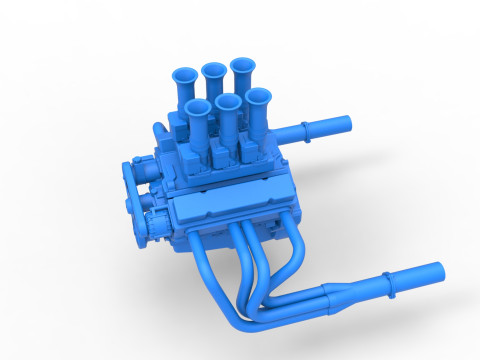 Engine of Vintage Supermodified stock car Scale 1 to 25 Modello di stampa 3D