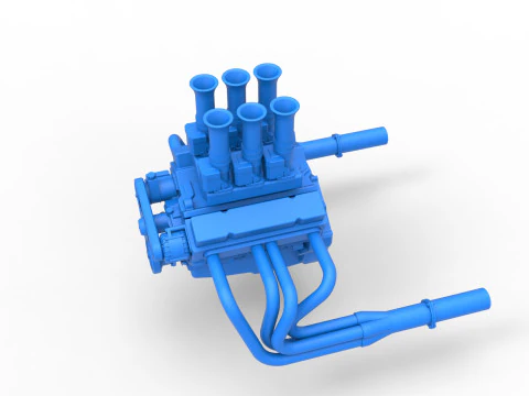 Engine of Vintage Supermodified stock car Scale 1 to 25 3D Print Model