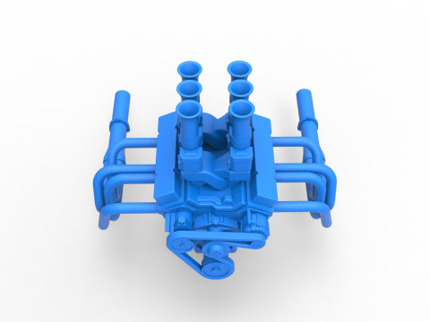 Engine of Vintage Supermodified stock car Scale 1 to 25 Modello di stampa 3D