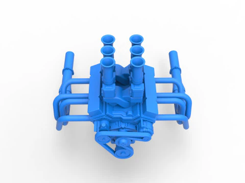 Engine of Vintage Supermodified stock car Scale 1 to 25 3D Print Model