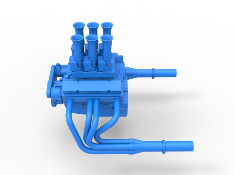 Engine of Vintage Supermodified stock car Scale 1 to 25 Modello di stampa 3D