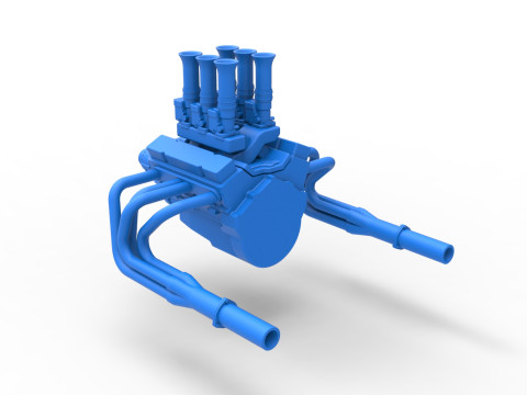Engine of Vintage Supermodified stock car Scale 1 to 25 Modello di stampa 3D