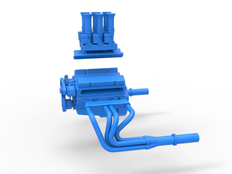 Engine of Vintage Supermodified stock car Scale 1 to 25 Modello di stampa 3D