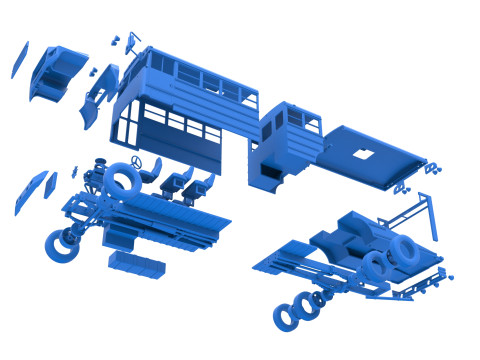 Vintage Transporter truck for Race car Version 6 Scale 1 to 25 3D 프린트 모델