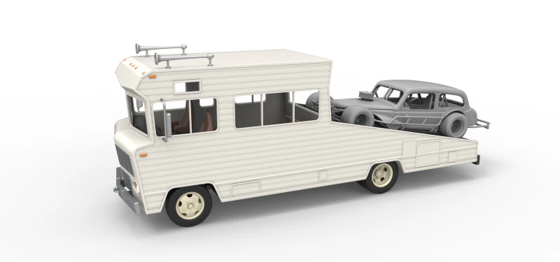 Vintage Transporter truck for Race car Version 7 Scale 1 to 25 3D Print Model .c4d .max .obj .3ds .fbx .stl .blend