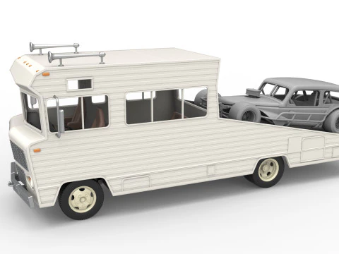 Vintage-Transporter f&uuml;r Rennwagen Version 7 im Ma&szlig;stab 1 bis 25 3D Druckmodell