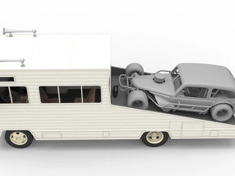 Vintage Transporter truck for Race car Version 7 Scale 1 to 25 3D Print Model