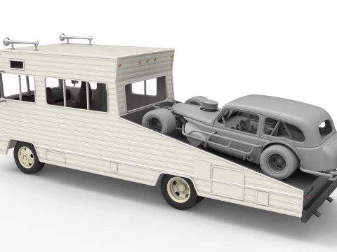 Vintage Transporter truck for Race car Version 7 Scale 1 to 25 3D Print Model