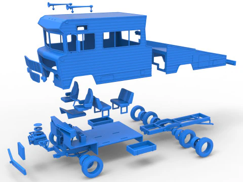 Vintage Transporter truck for Race car Version 7 Scale 1 to 25 3D Print Model