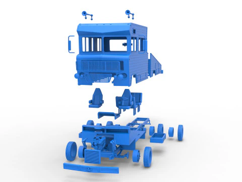 Vintage Transporter truck for Race car Version 7 Scale 1 to 25 3D Print Model