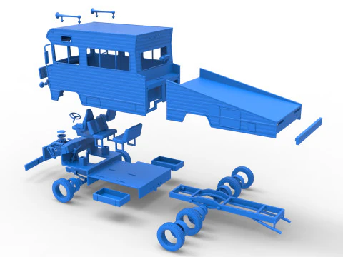Vintage Transporter truck for Race car Version 7 Scale 1 to 25 3D Print Model
