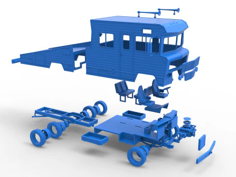 Vintage Transporter truck for Race car Version 7 Scale 1 to 25 3D Print Model