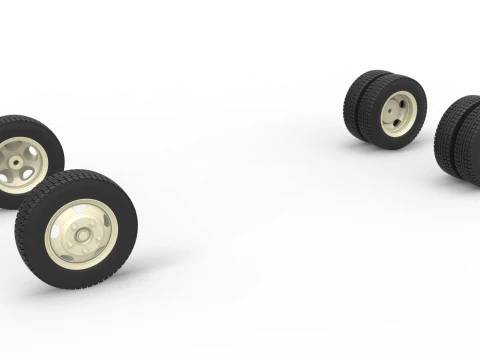 Wielenset van Vintage vrachtwagen schaal 1 tot 25 3D printmodel