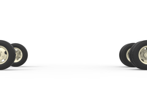Wheel Set of Vintage truck Scale 1 to 25 3D Print Model