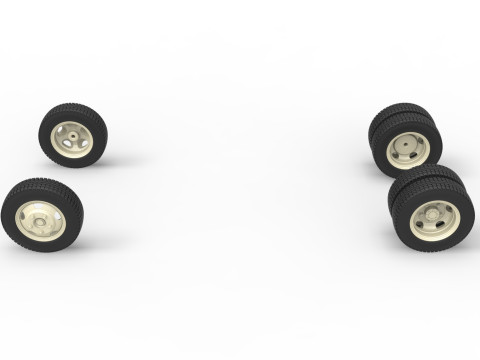 Wheel Set of Vintage truck Scale 1 to 25 3D Print Model