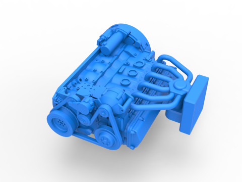 Engine of Vintage Bus Scale 1 to 25 3D Print Model