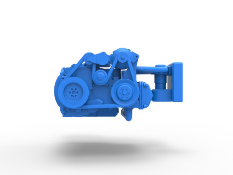 Engine of Vintage Bus Scale 1 to 25 3D Print Model