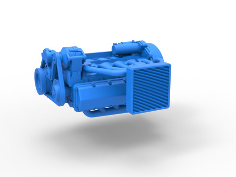 Engine of Vintage Bus Scale 1 to 25 3D Print Model