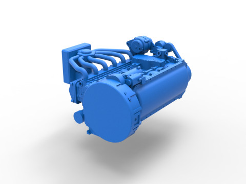 Engine of Vintage Bus Scale 1 to 25 3D Print Model