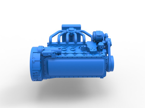 Engine of Vintage Bus Scale 1 to 25 3D Print Model