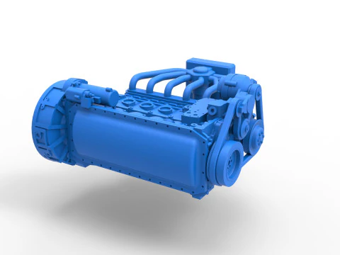 Engine of Vintage Bus Scale 1 to 25 3D Print Model