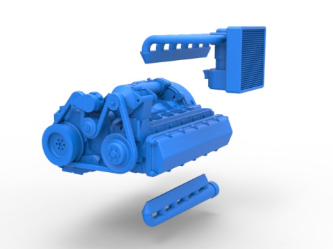 Engine of Vintage Bus Scale 1 to 25 3D Print Model