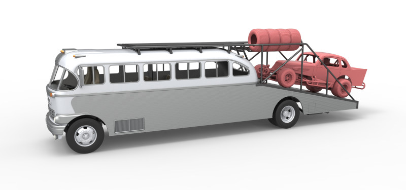 Vintage Transporter truck for Race car Version 8 Scale 1 to 25 3D प्रिंट मॉडल .c4d .max .obj .3ds .fbx .stl .blend 