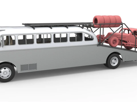 Vintage-Transporter f&uuml;r Rennwagen Version 8 im Ma&szlig;stab 1 bis 25 3D Druckmodell