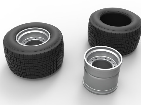 Rim and tire of Super Dirt Late model Scale 1 to 25 3D Print Model