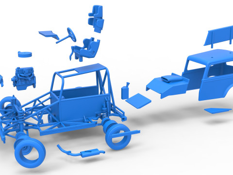New Zealand Ministock car while turning Scale 1 to 25 Model Cetak 3D