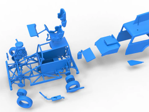 New Zealand Ministock car while turning Scale 1 to 25 3D Print Model