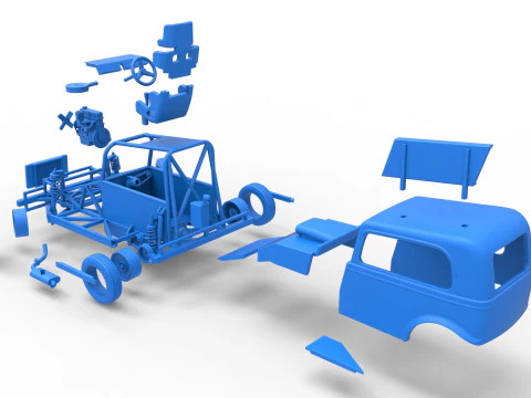 New Zealand Ministock car while turning Scale 1 to 25 3D Print Model