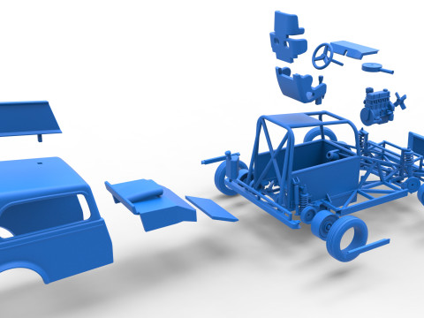 New Zealand Ministock car while turning Scale 1 to 25 Model Cetak 3D