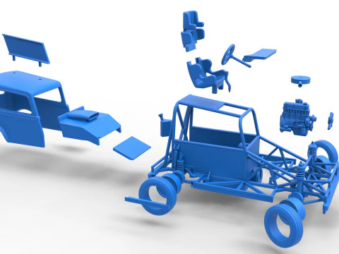 New Zealand Ministock car while turning Scale 1 to 25 3D Print Model