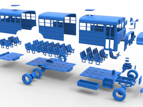 School bus for Figure 8 racing Version 2 Scale 1 to 25 3D Print Model