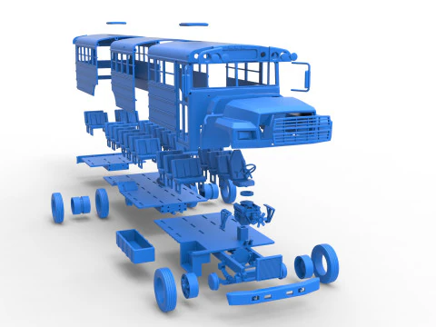 School bus for Figure 8 racing Version 2 Scale 1 to 25 3D Print Model