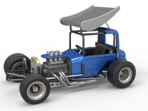 Vintage Winged Supermodified stock car Version 2 Scale 1 to 25 3D Baskı Modeli