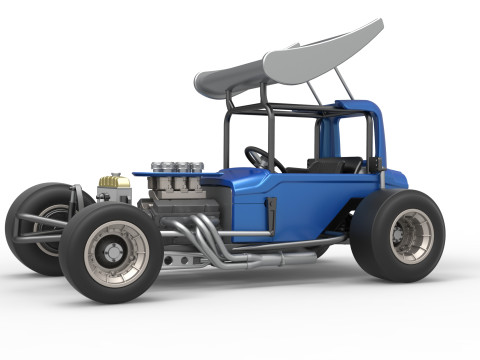 Vintage Winged Supermodified stock car Version 2 Scale 1 to 25 3D Baskı Modeli