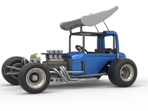 Vintage Winged Supermodified stock car Version 2 Scale 1 to 25 3D Print Model