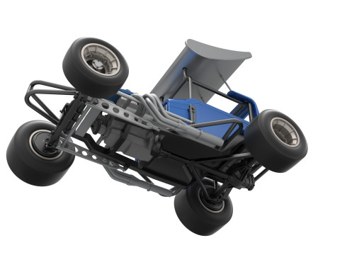 Vintage Winged Supermodified stock car Version 2 Scale 1 to 25 3D Baskı Modeli