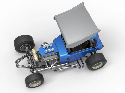 Vintage Winged Supermodified stock car Version 2 Scale 1 to 25 3D Print Model