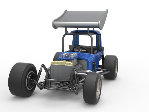 Vintage Winged Supermodified stock car Version 2 Scale 1 to 25 3D Baskı Modeli