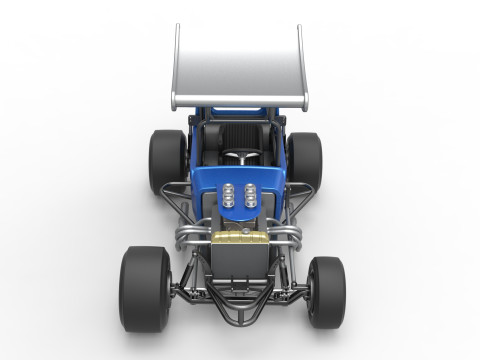 Vintage Winged Supermodified stock car Version 2 Scale 1 to 25 3D Baskı Modeli