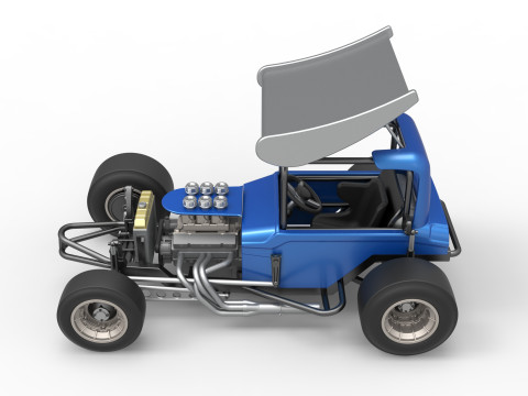 Vintage Winged Supermodified stock car Version 2 Scale 1 to 25 3D Baskı Modeli