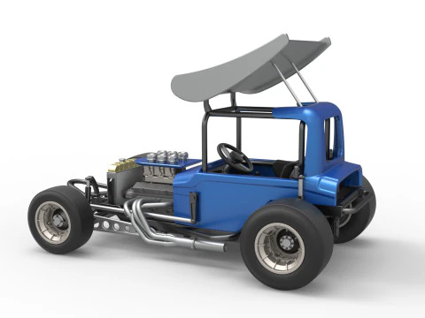 Vintage Winged Supermodified stock car Version 2 Scale 1 to 25 3D Print Model