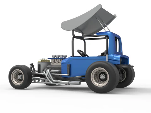 Vintage Winged Supermodified stock car Version 2 Scale 1 to 25 3D Print Model