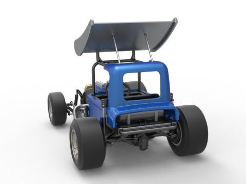 Vintage Winged Supermodified stock car Version 2 Scale 1 to 25 3D Baskı Modeli